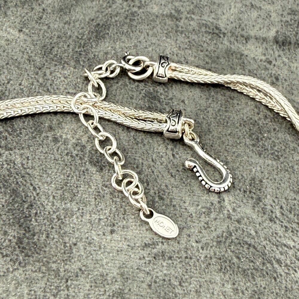 Vintage Monet Silver-Gold-Tone Etruscan Style Bib Collar Necklace Boho Tribal - Picture 6 of 14